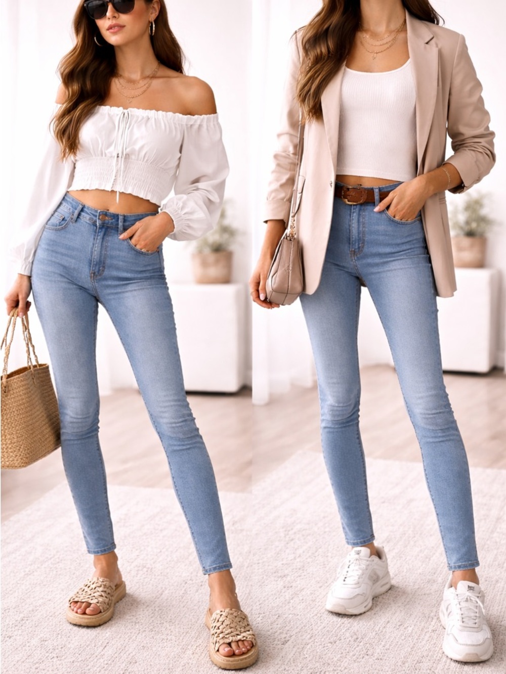Zara Light Blue High-Rise Skinny Jeans